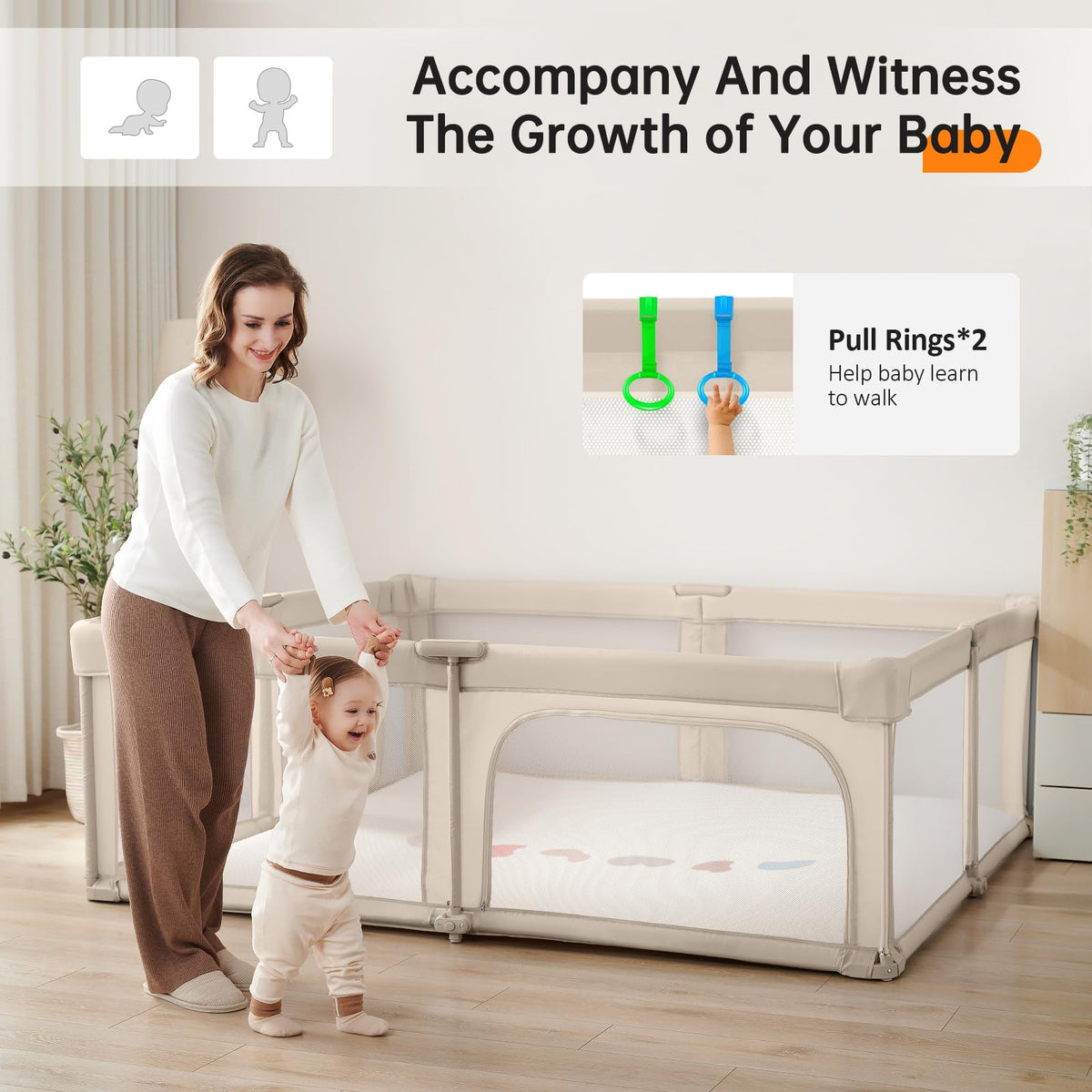 Foldable Baby Playpen with Gate B71649