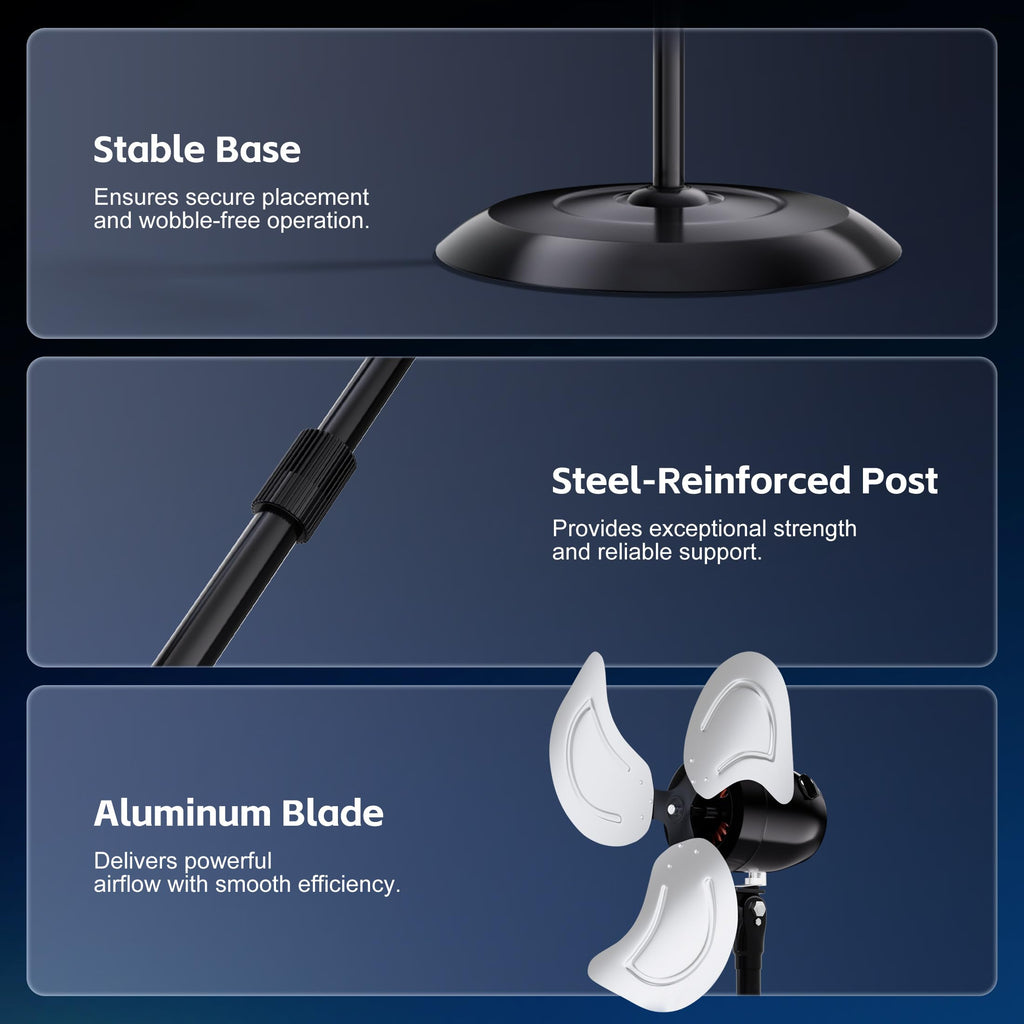 24" High Velocity Oscillating Pedestal Fan, 8000 CFM 3-Speed Standing Fan P491