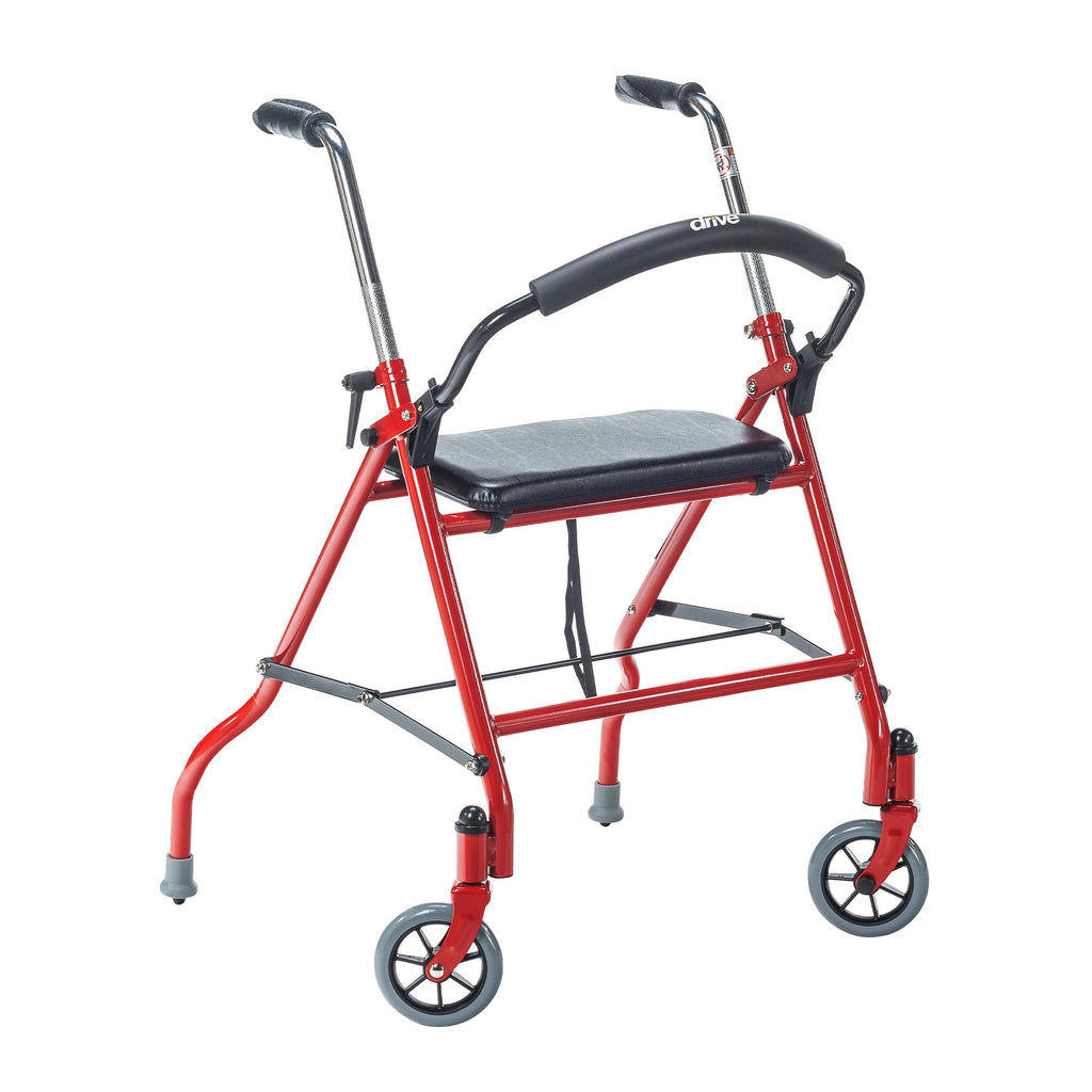Foldable Rollator Walker with Seat, Red, 1 Count D474