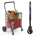 Grocery Shopping Cart with Swivel Wheels, Collapsible Utility Cart Y245