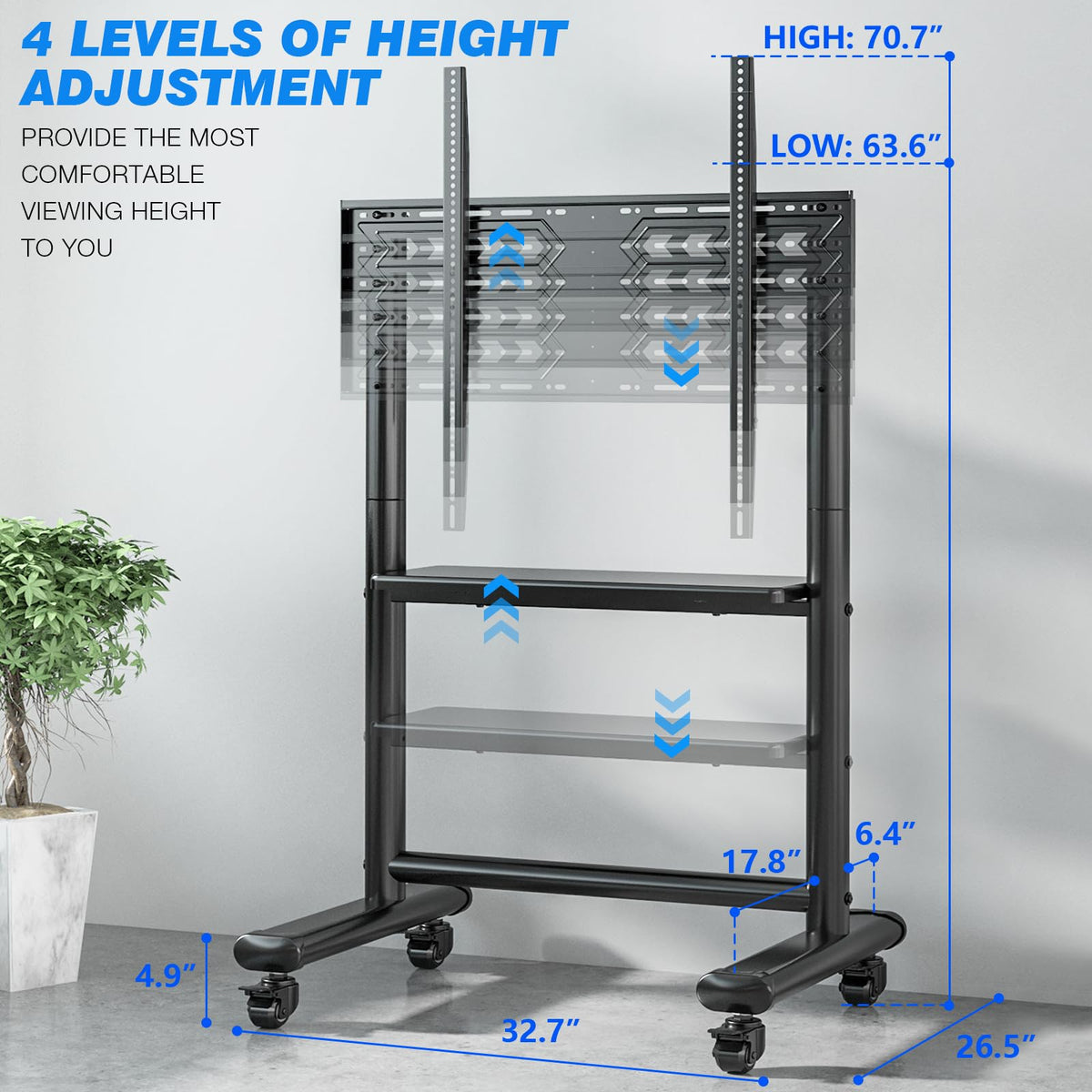 Heavy Duty Mobile TV Stand for 50-92 Inch TVs J548