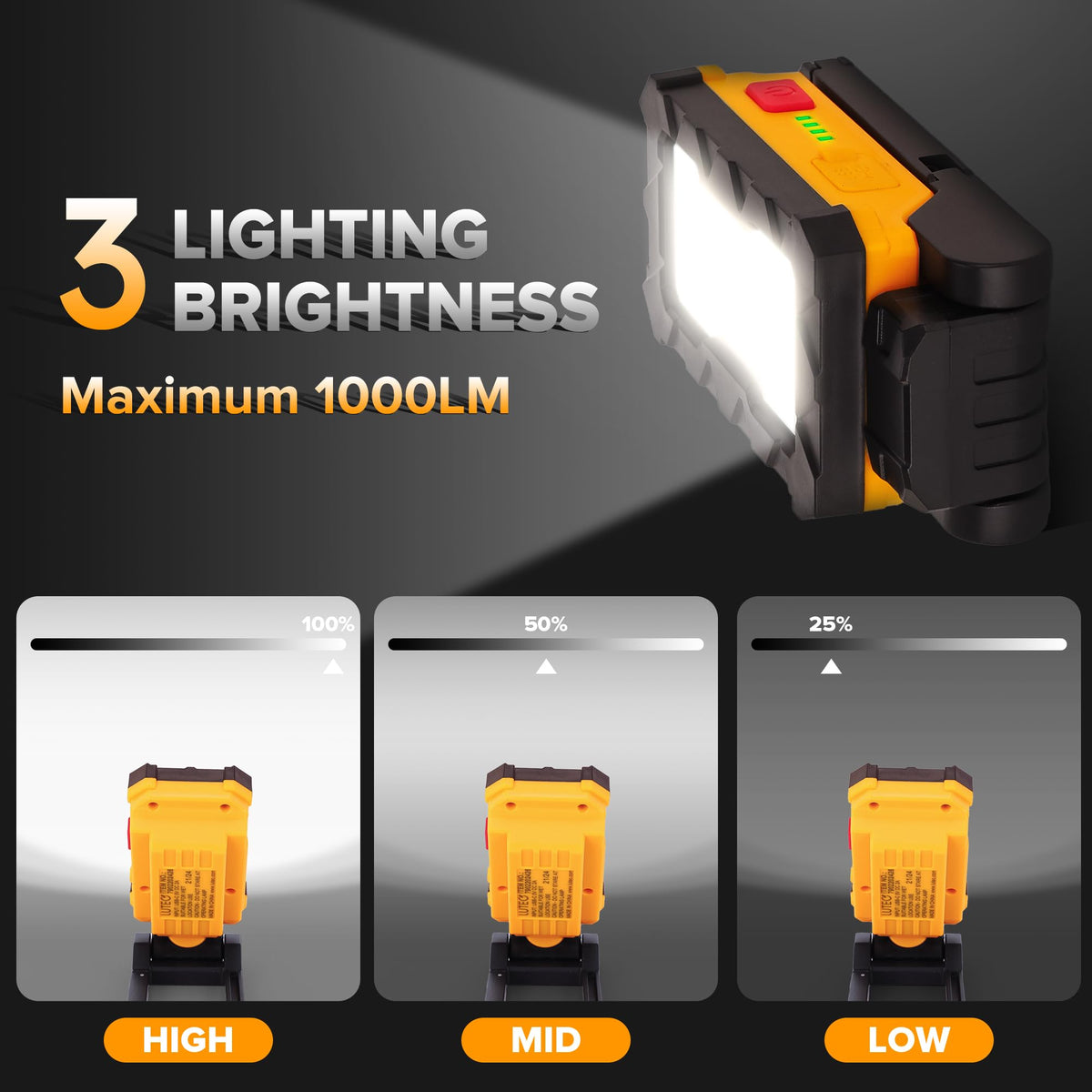 1000 Lumens LED Rechargeable Magnetic Work Light M8476