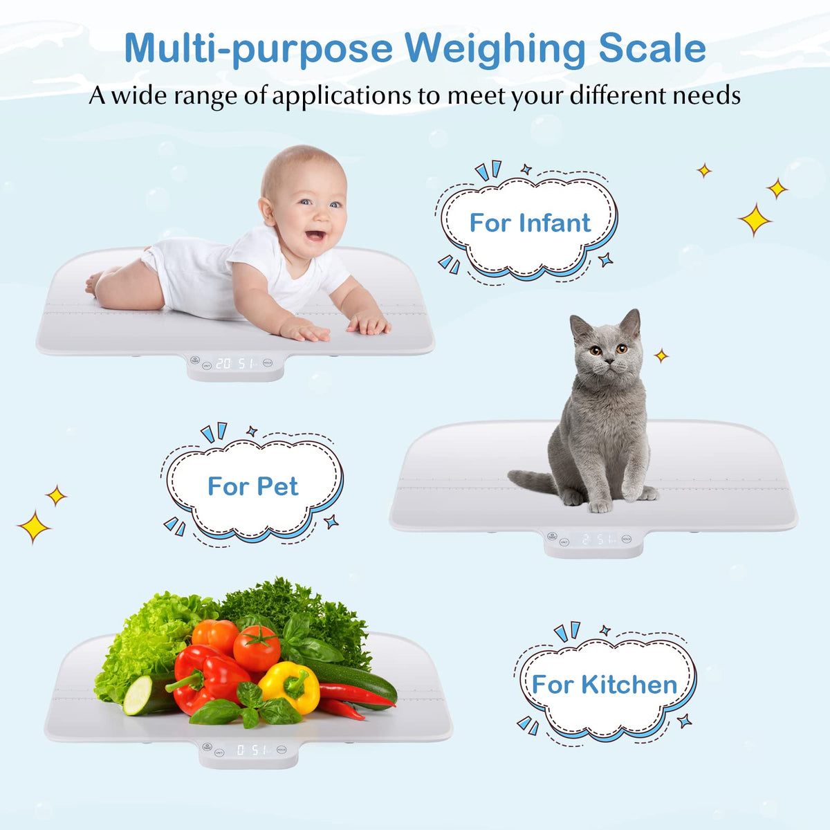 Baby Scale with Digital LED Display, 4 Weighing Modes, Curved Tray A8880