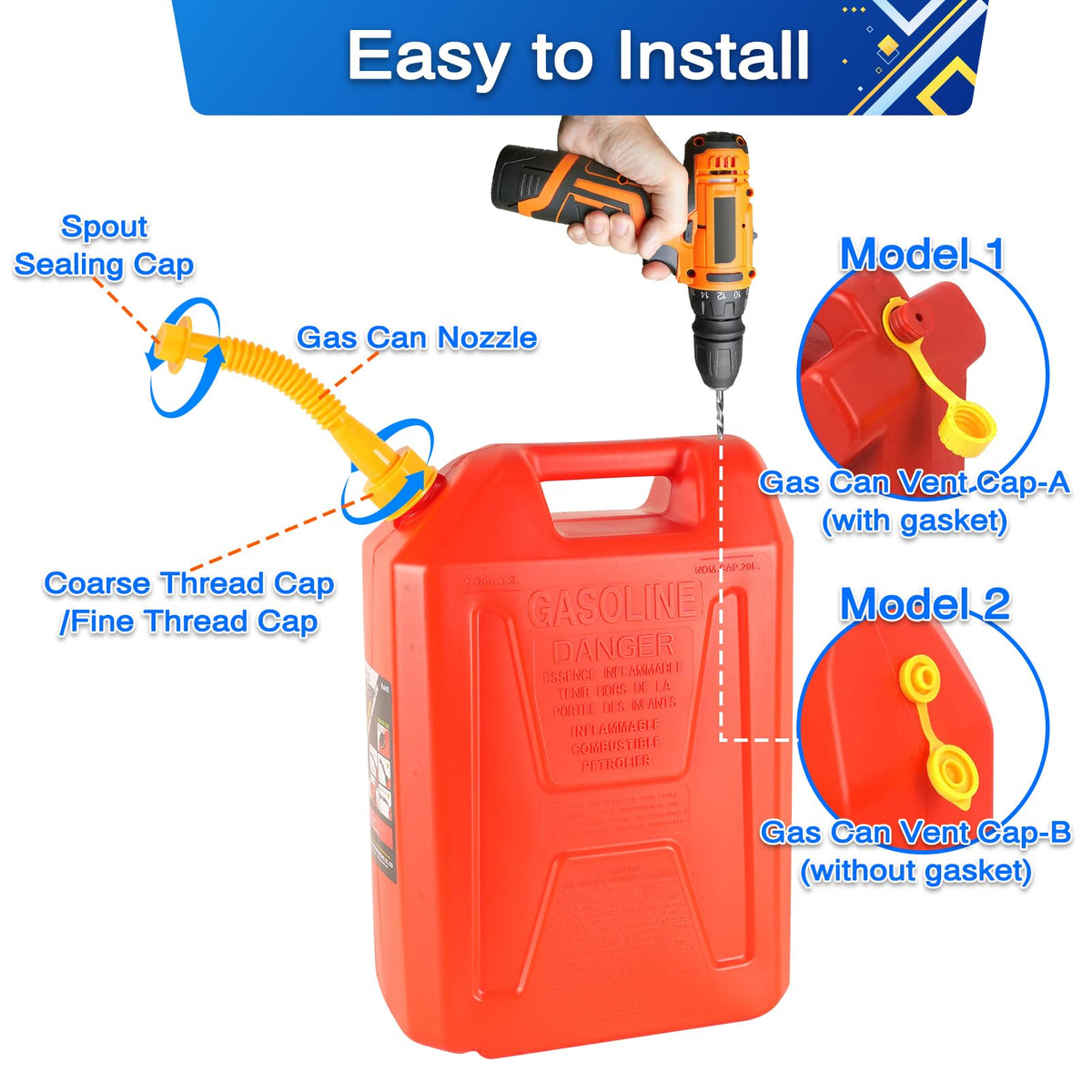 Gas Can Spout Replacement with Vent Caps R640