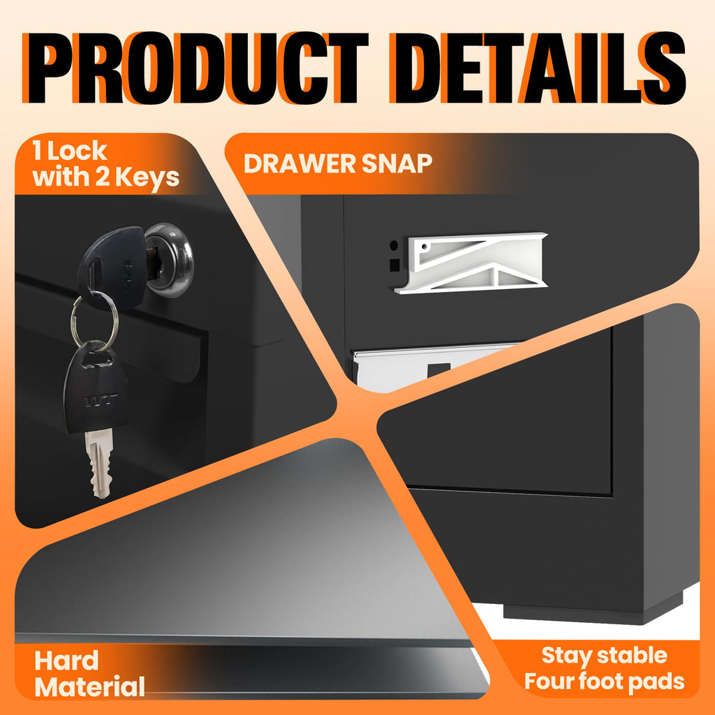 4 Drawer File Cabinet with Lock M432