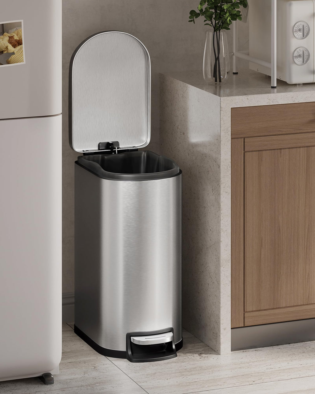 50 L Stainless Steel Kitchen Trash Can with Lid P9241