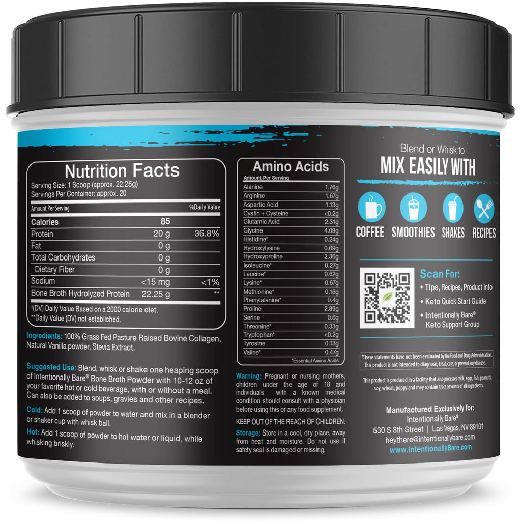Grass-fed Vanilla Bone Broth Protein Powder 16.5oz E505052