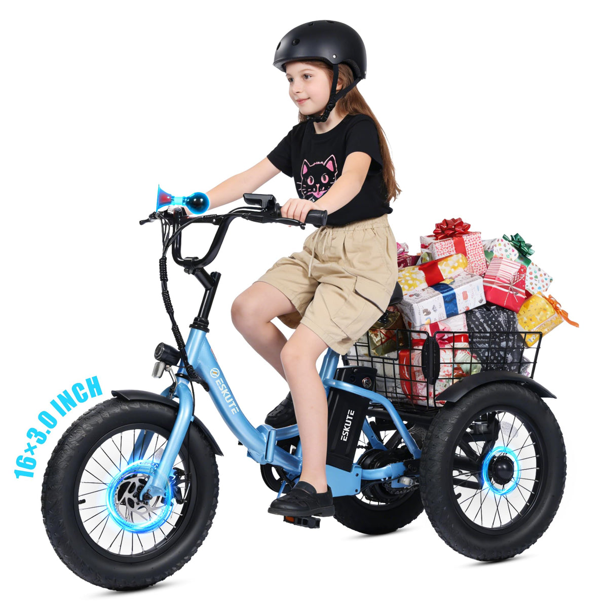 Blue Fat Tire Folding Electric Trike E131043