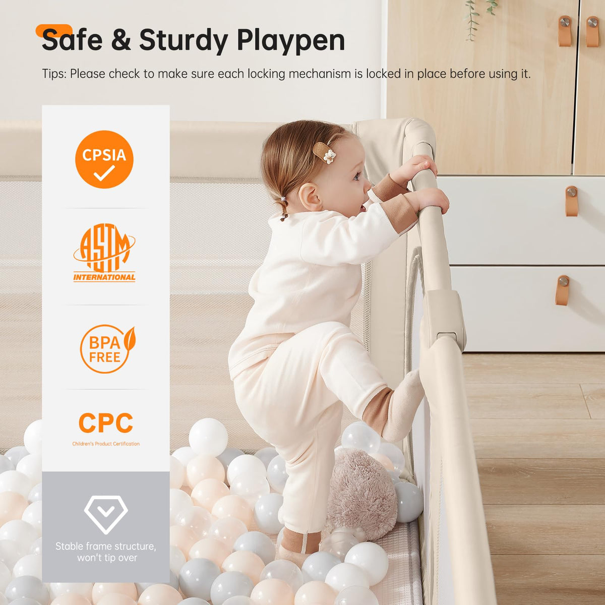 Foldable Baby Playpen with Gate B71649