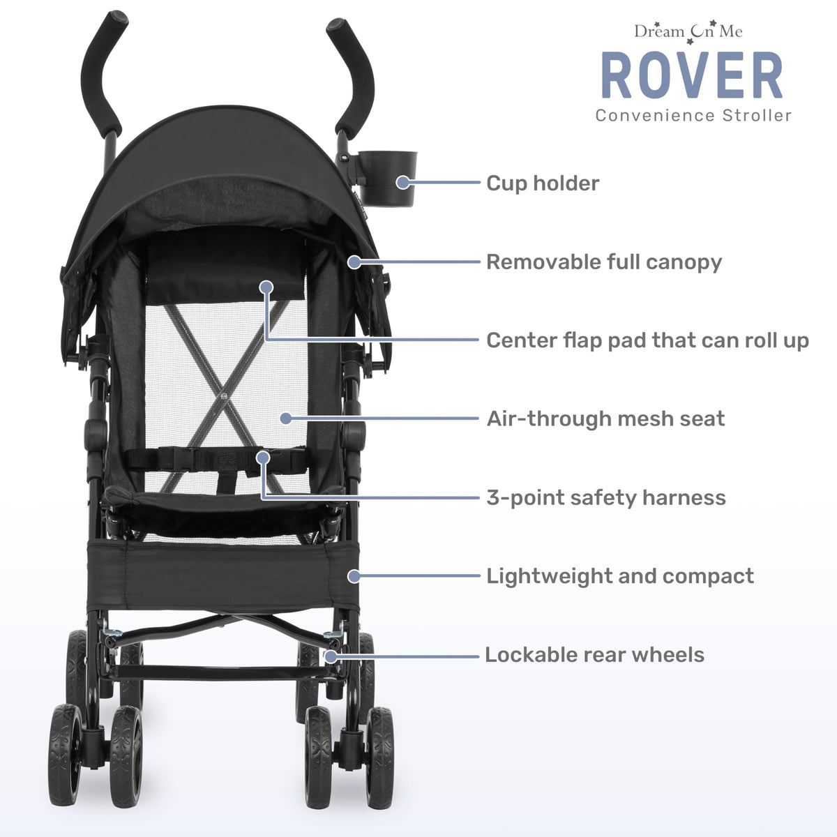 Lightweight Compact Umbrella Stroller with Cup Holder - Black M9776