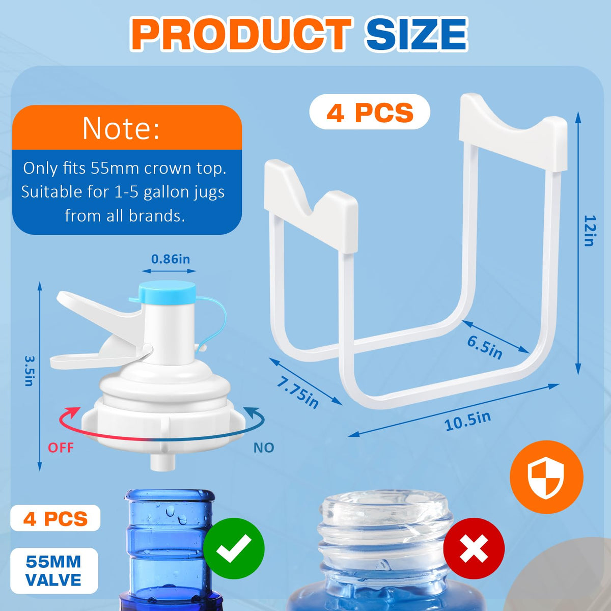 4 Sets Metal Water Jug Stand and Plastic Spigot Faucet M76155