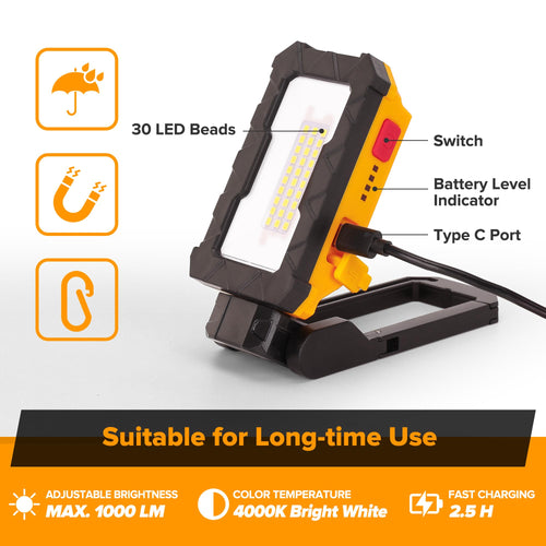 1000 Lumens LED Rechargeable Magnetic Work Light M8476