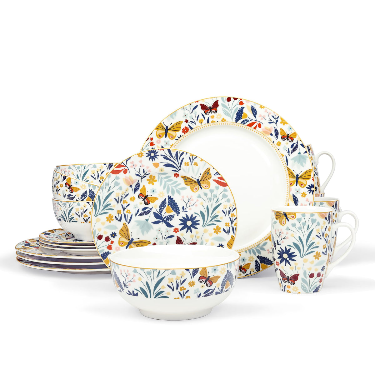16 Piece Vintage Porcelain Dinnerware Set for 4 H7547
