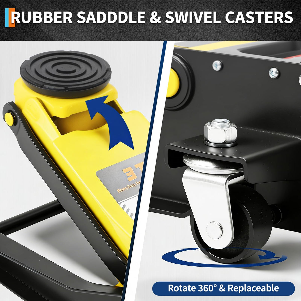 3 Ton Low Profile Hydraulic Floor Jack with Dual Piston Quick Lift Pump Steel Yellow E392604