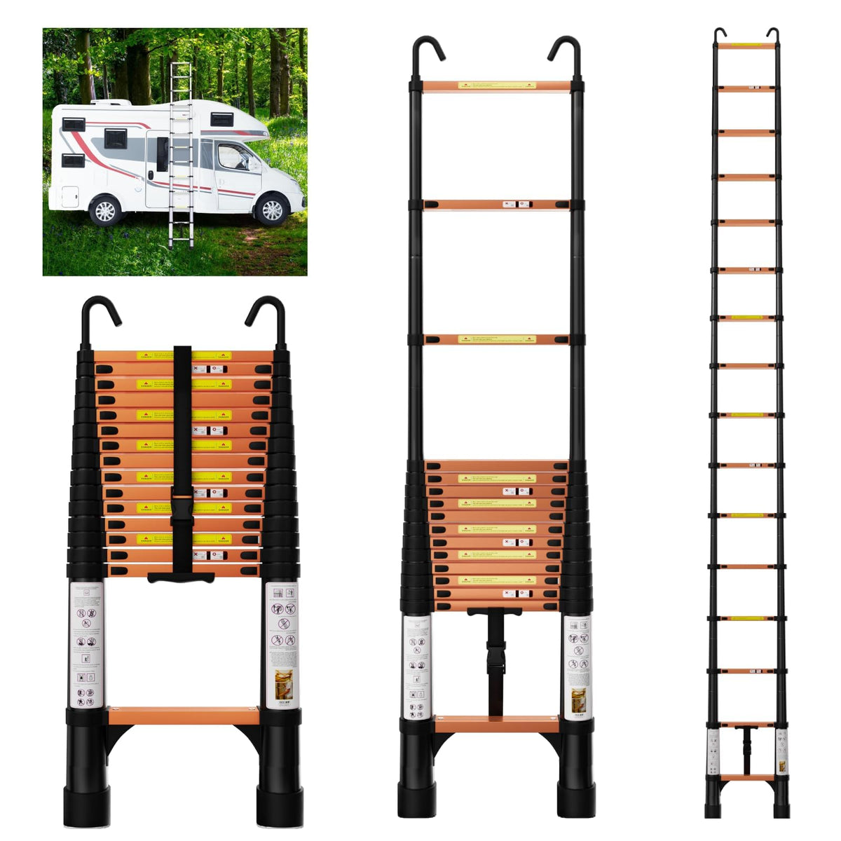 15.5FT Aluminum Telescoping Ladder with Hooks Q163816