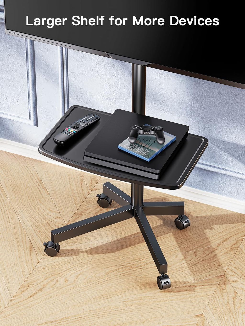 Rolling TV Stand on Wheels for 23-65 Inch TVs, Tilt Mobile TV Cart Holds up to 99 lbs with Adjustable Height Shelf O582
