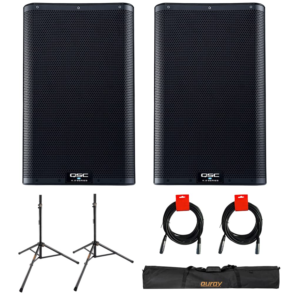 Powered 10" PA Loudspeaker Pair with Speaker Stand and XLR Cable N798