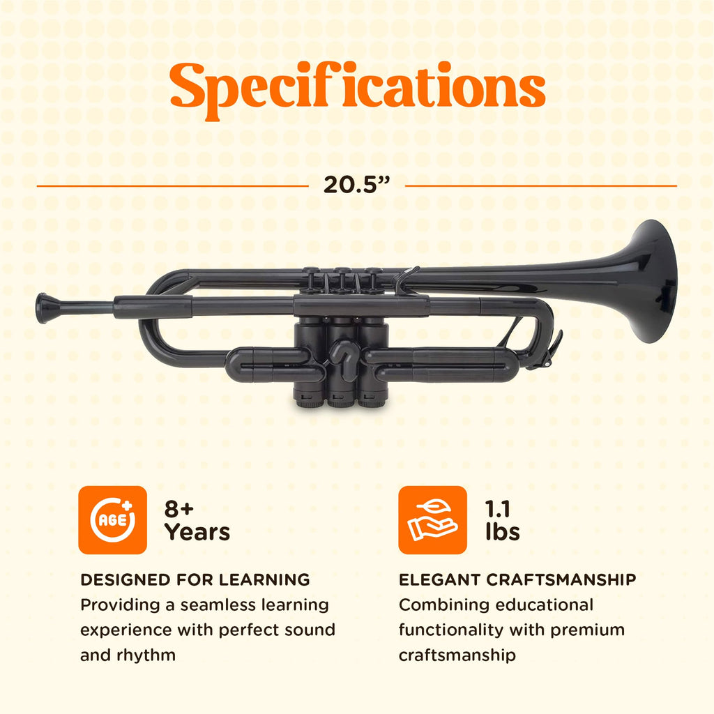 Bb Plastic Trumpet with 3C & 5C Mouthpieces and Carrying Bag H834