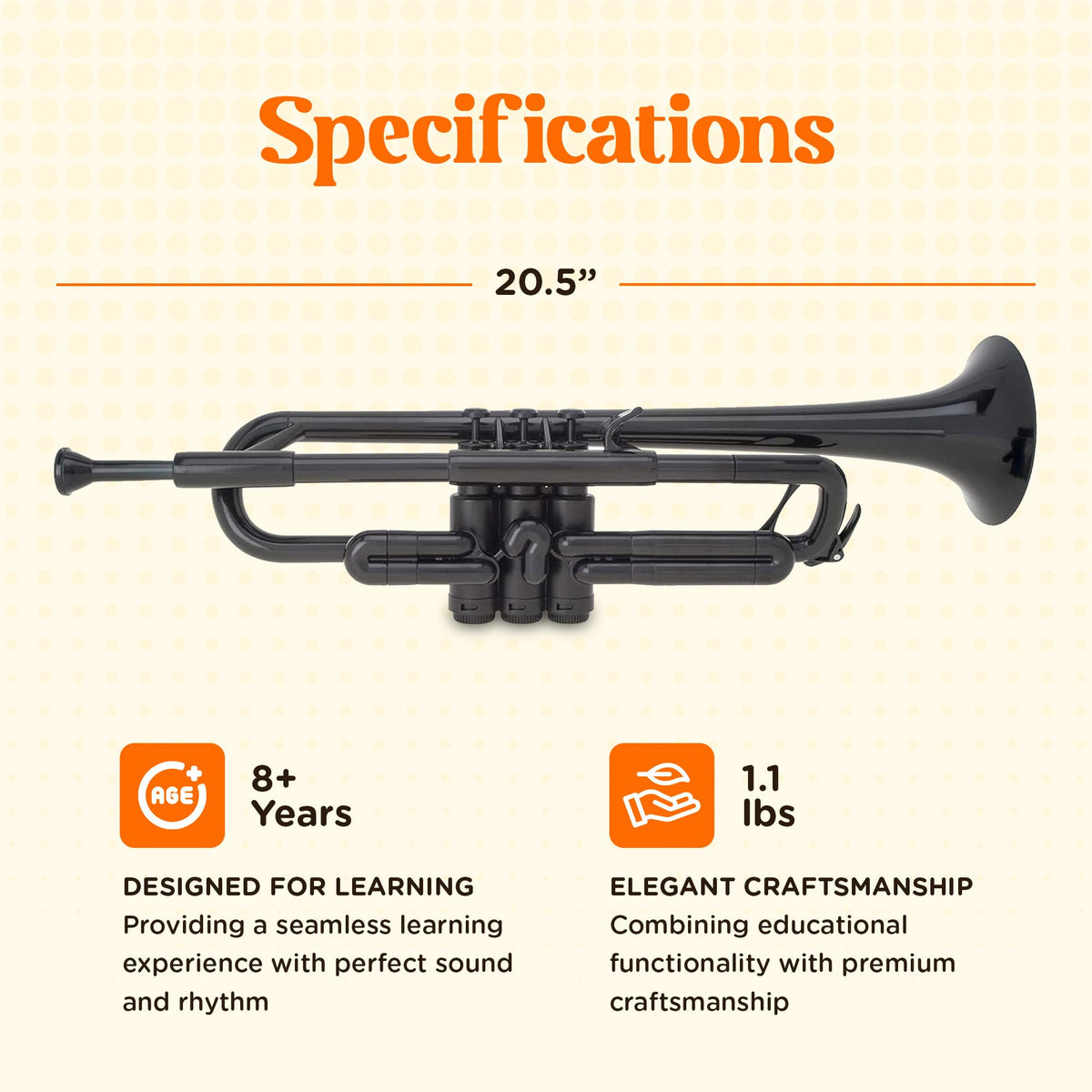 Bb Plastic Trumpet with 3C & 5C Mouthpieces and Carrying Bag H834