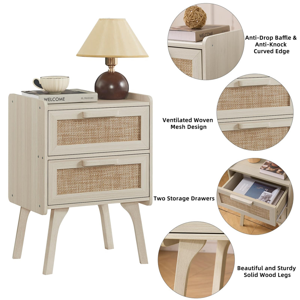 Rattan Night Stand with 2 Drawers F429
