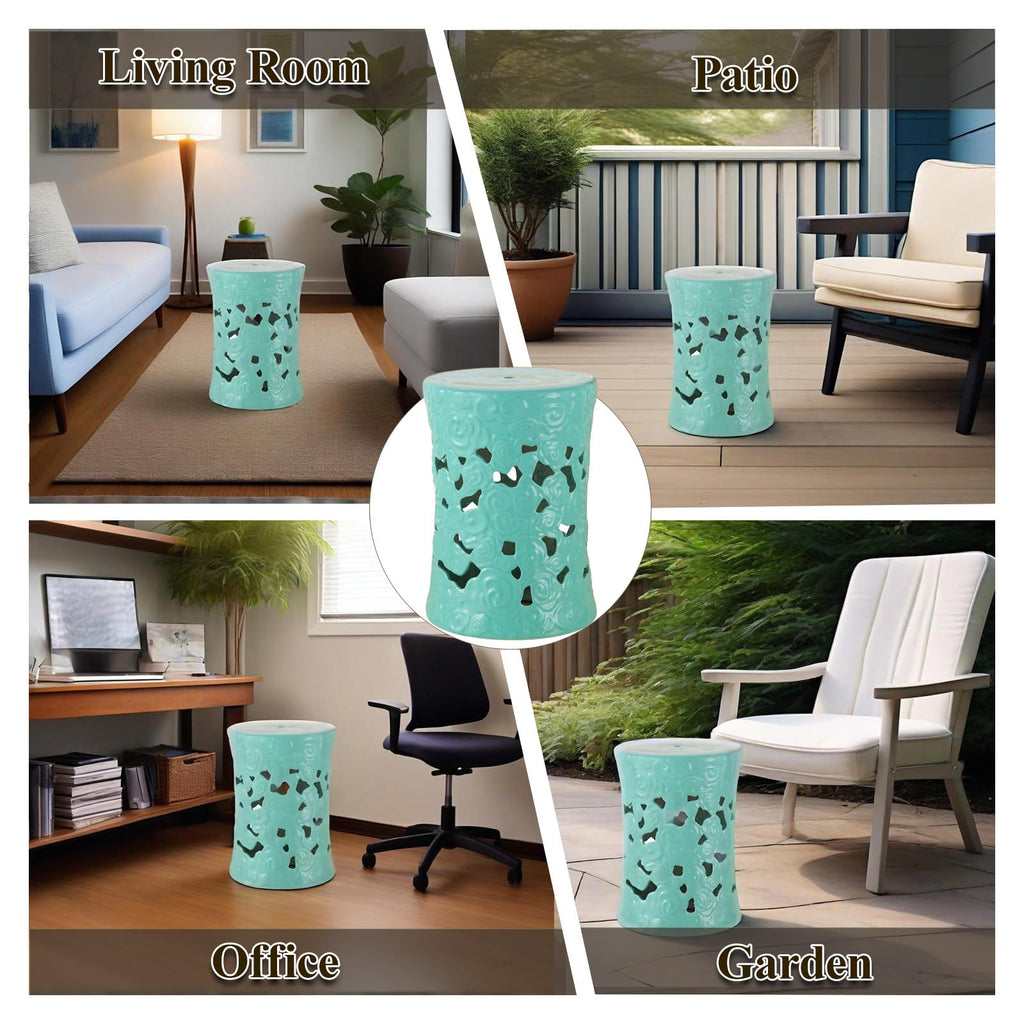 Teal Ceramic Garden Stool P145082
