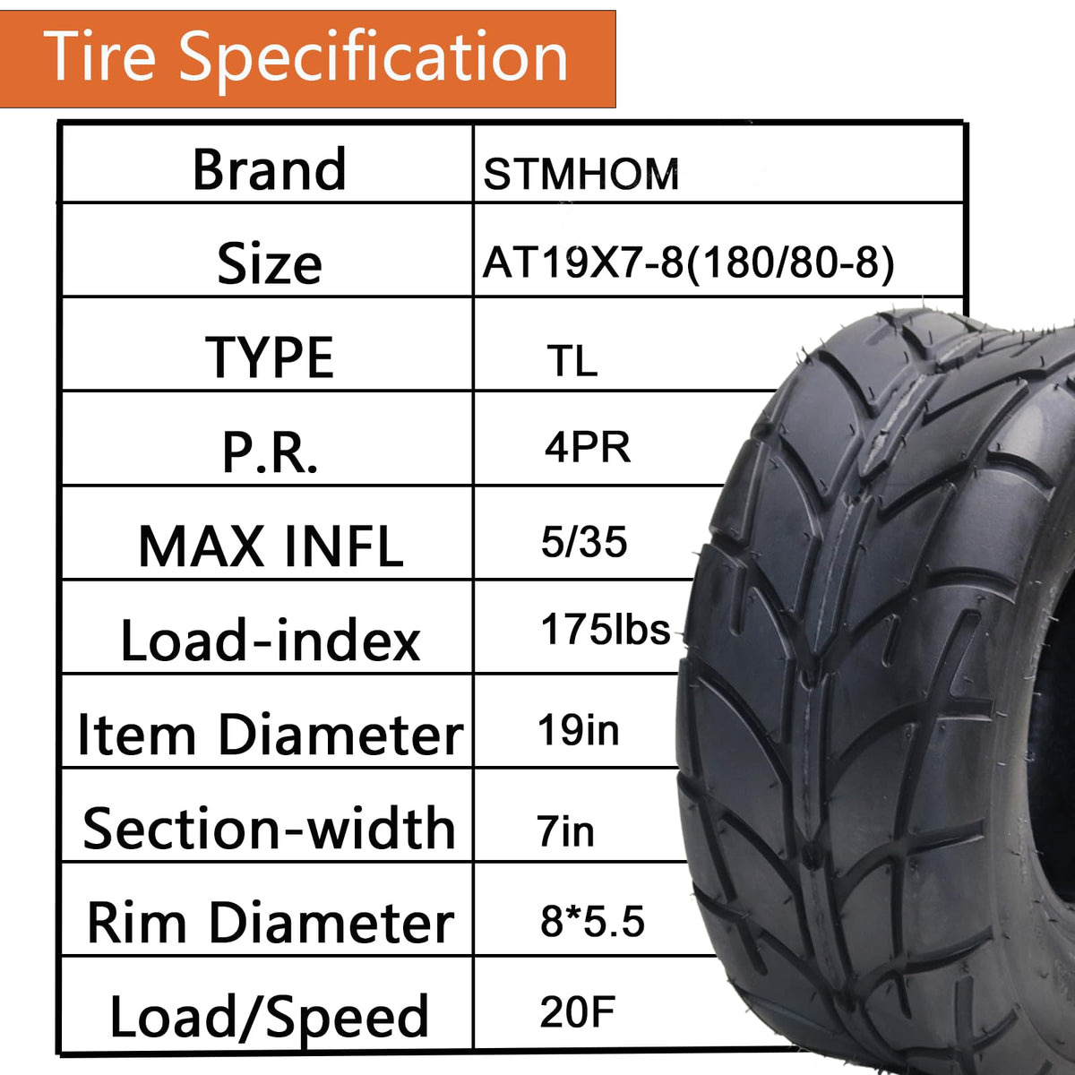 Pack of 2 19x7-8 Off-Road ATV/UTV Tires F6688