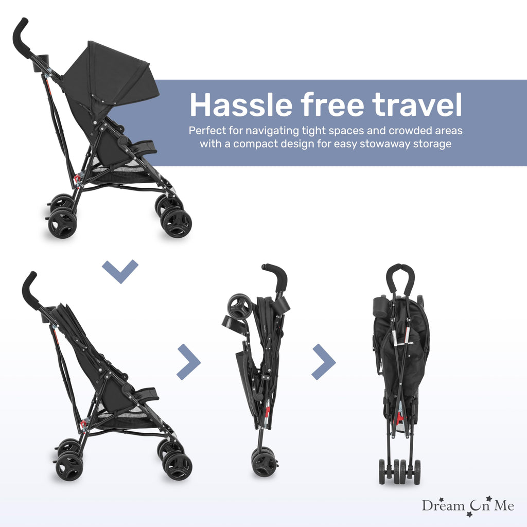 Lightweight Compact Umbrella Stroller with Cup Holder - Black M9776