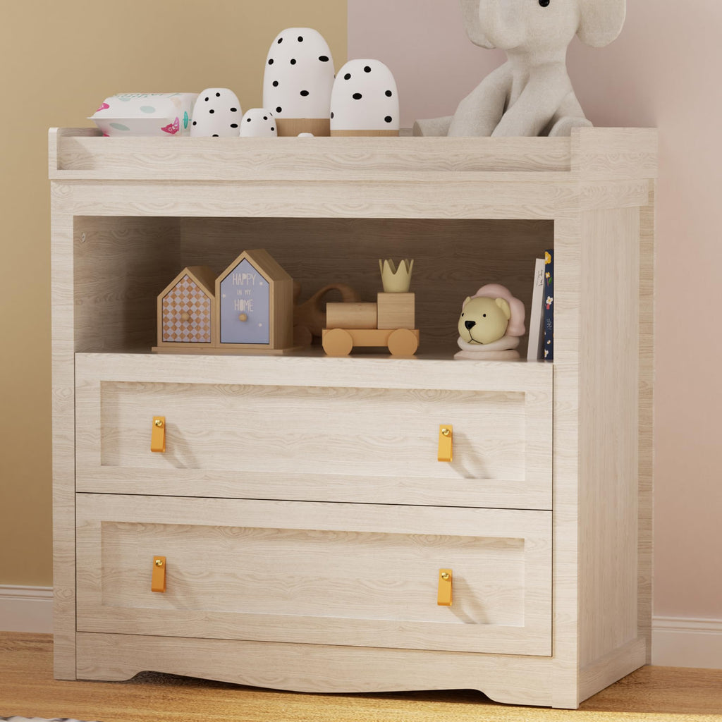 Beige Baby Dresser with Changing Table Top L5083