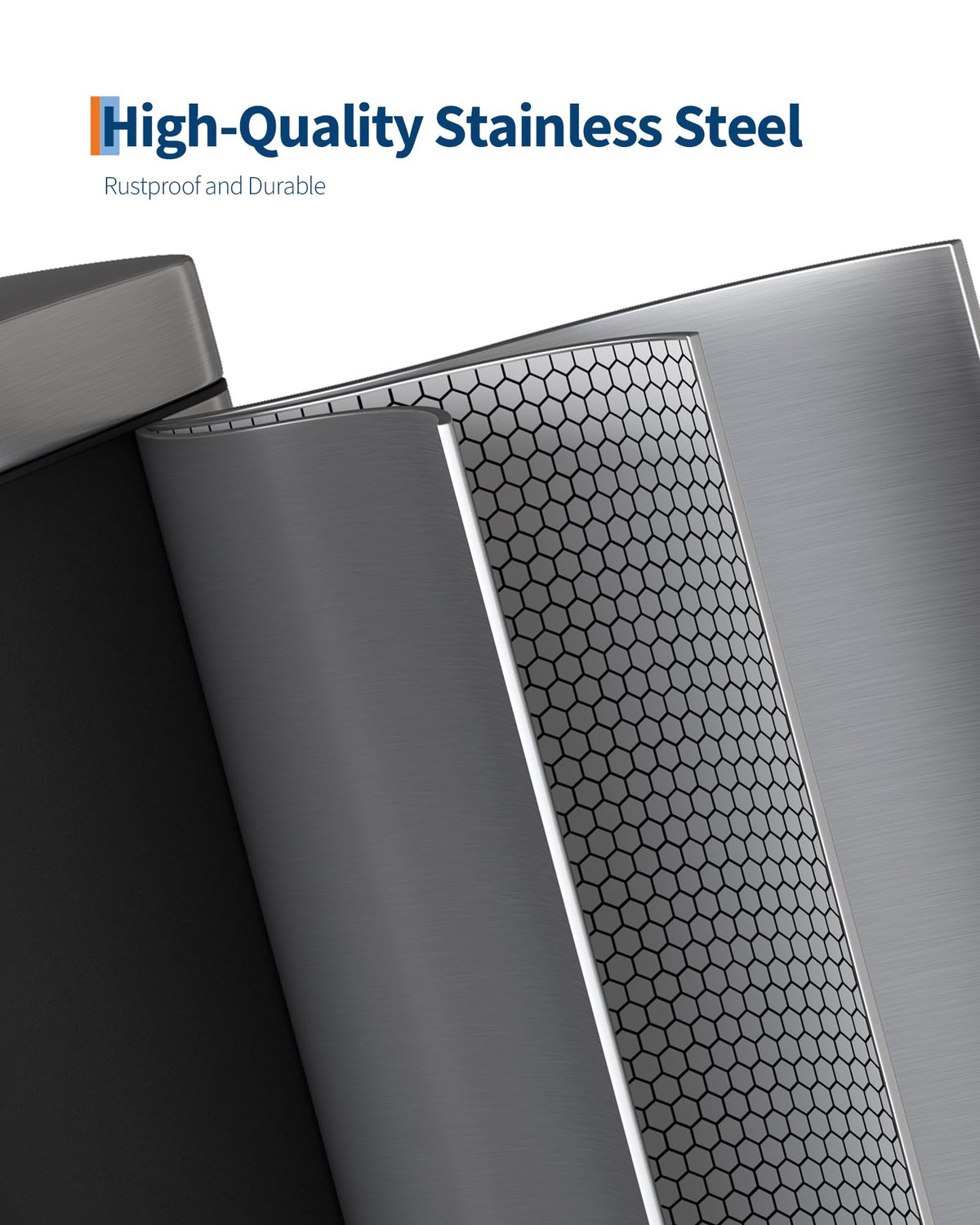 50 L Stainless Steel Kitchen Trash Can with Lid P9241
