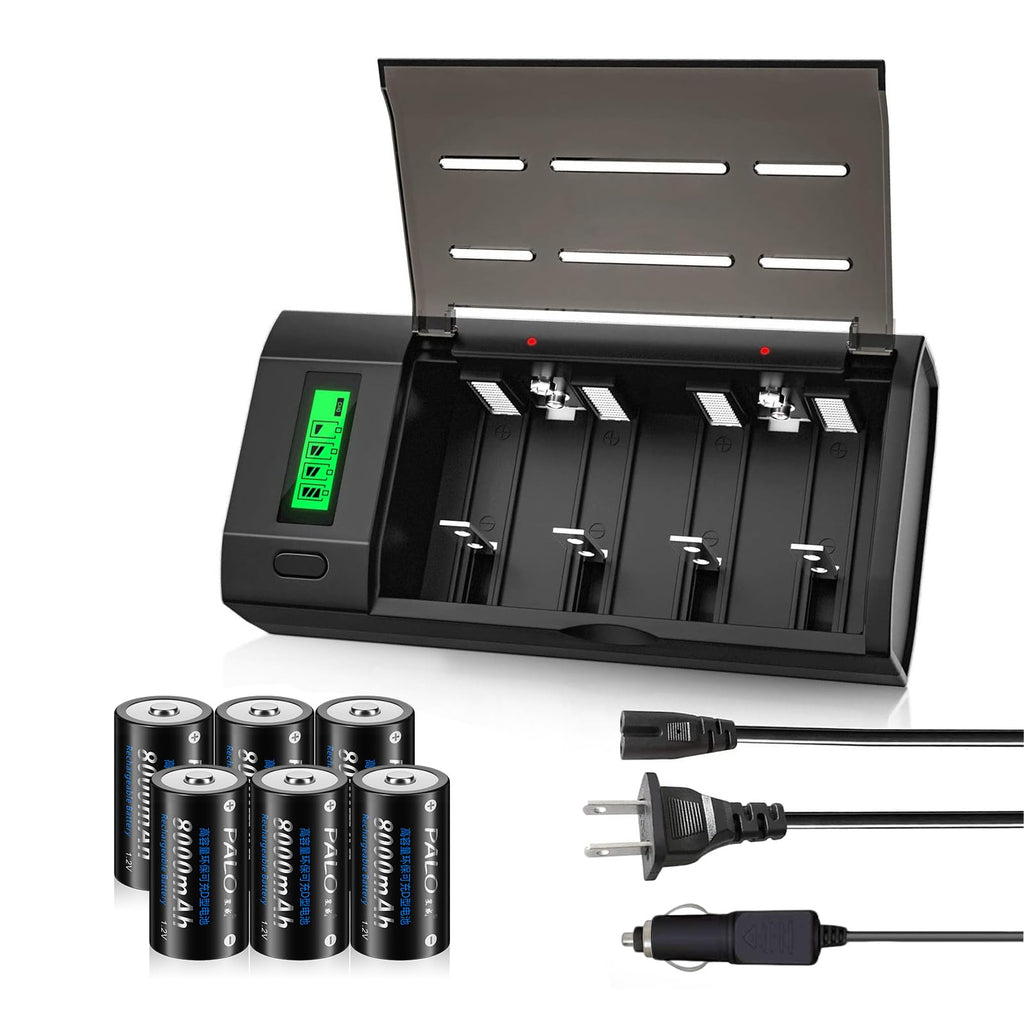 6 Pack Rechargeable D Batteries with Charger C506679