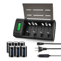 6 Pack Rechargeable D Batteries with Charger C506679