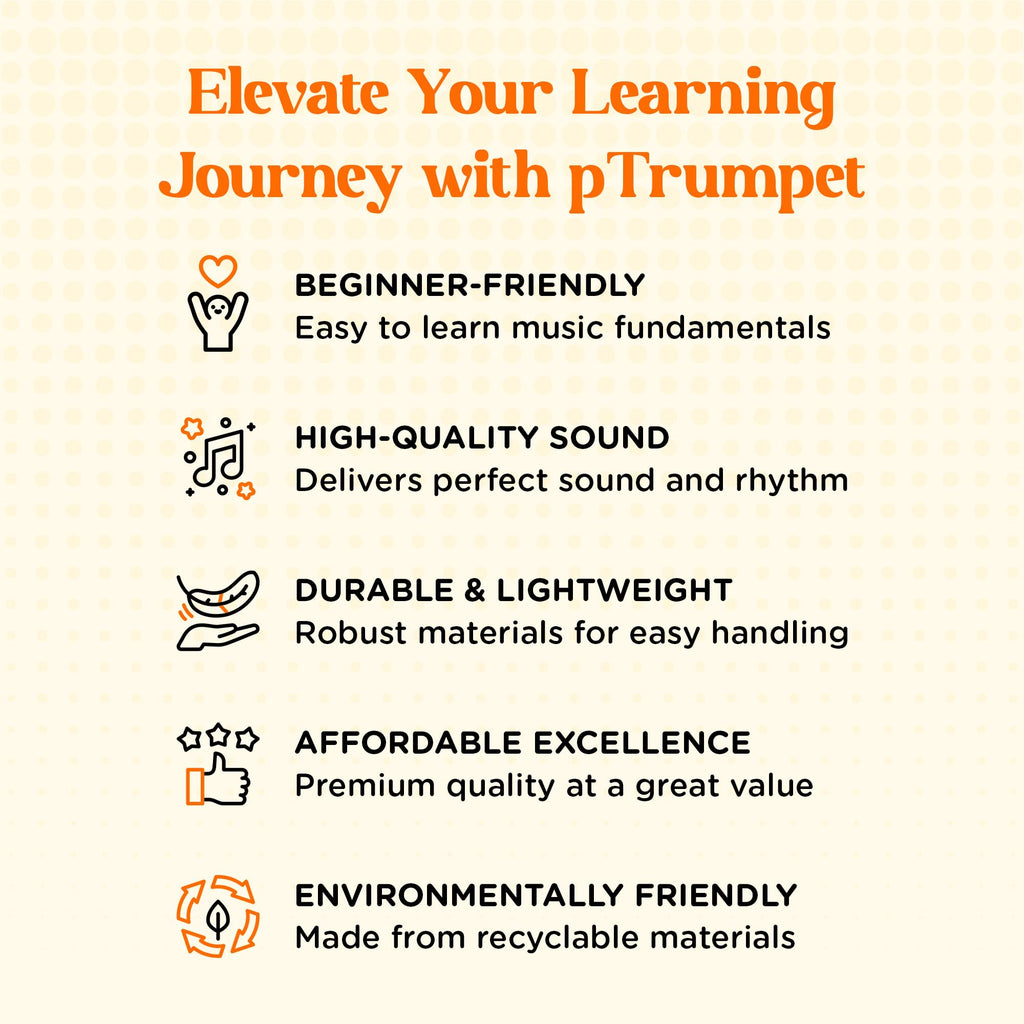 Bb Plastic Trumpet with 3C & 5C Mouthpieces and Carrying Bag H834