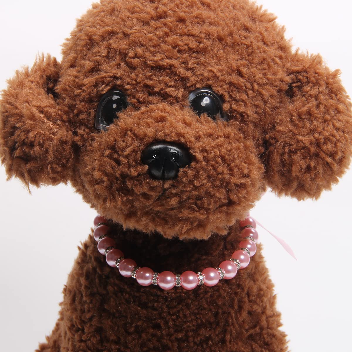 Pearls Necklace Collar with Ribbon Bow Pet Jewelry Pink D1138