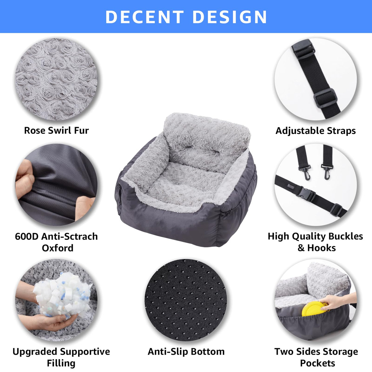 Washable Dog Car Seat with Storage Pockets T32976