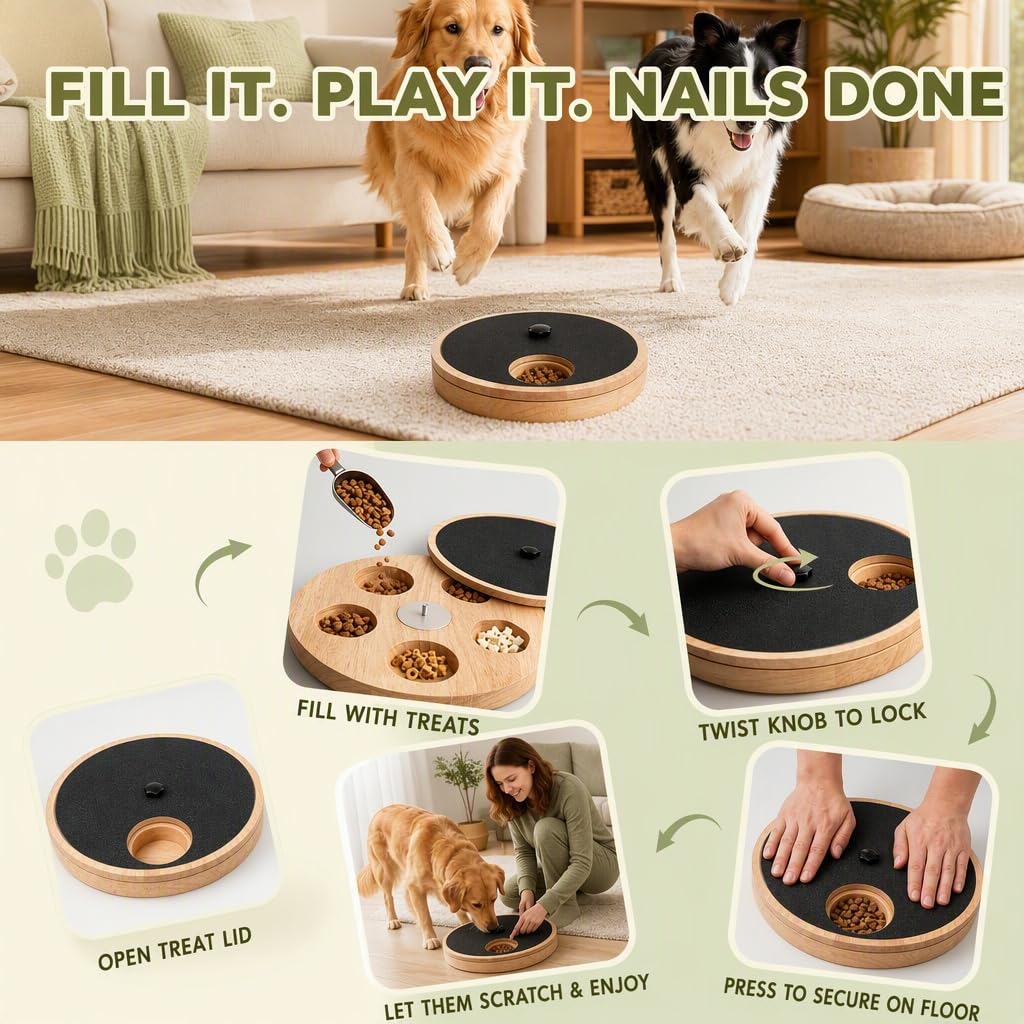 Rubberwood Adjustable Dog Nail Scratch Board with Treat Box V333