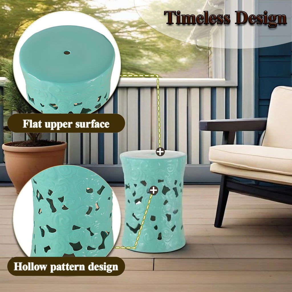 Teal Ceramic Garden Stool P145082