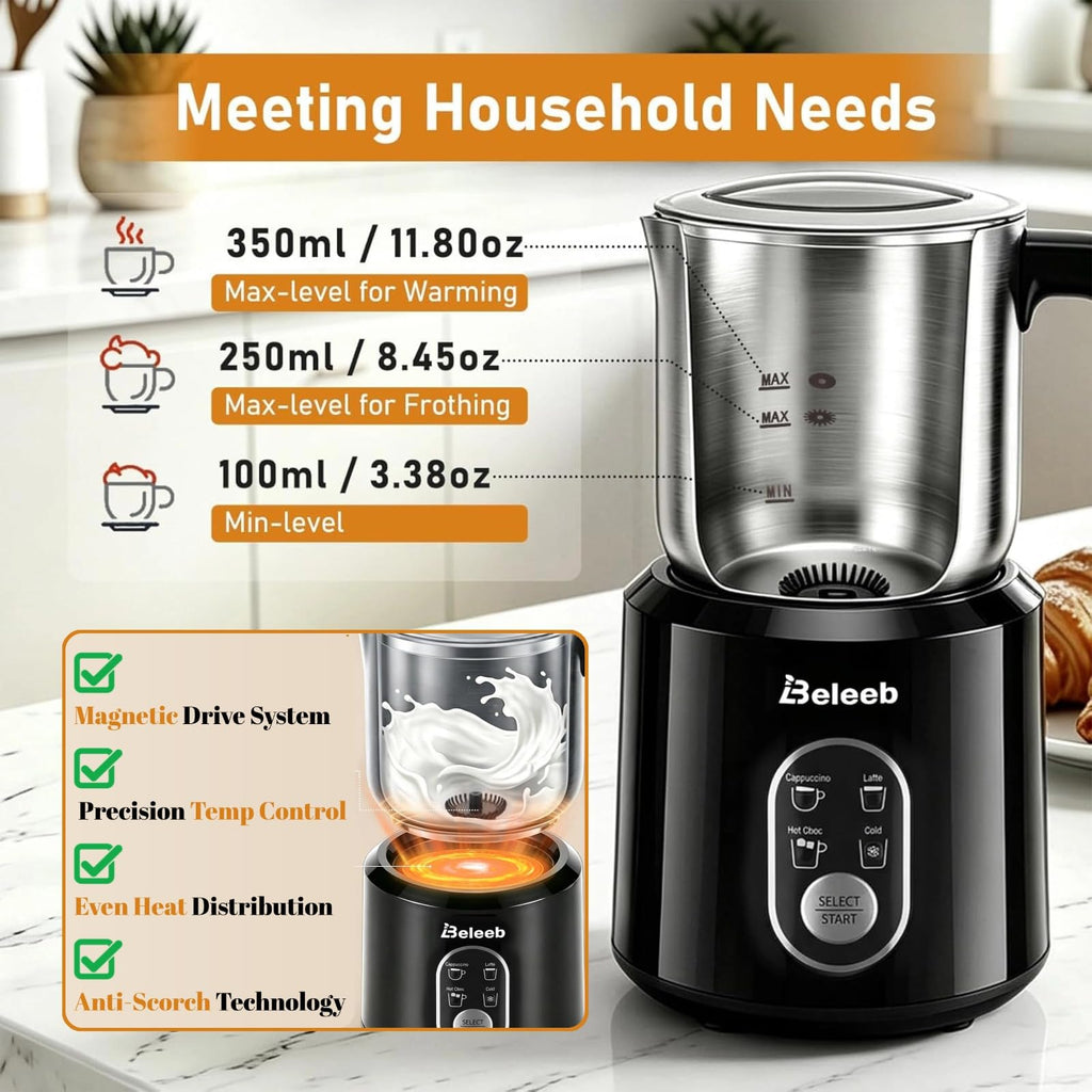Detachable Milk Frother and Steamer 11.8oz N5536