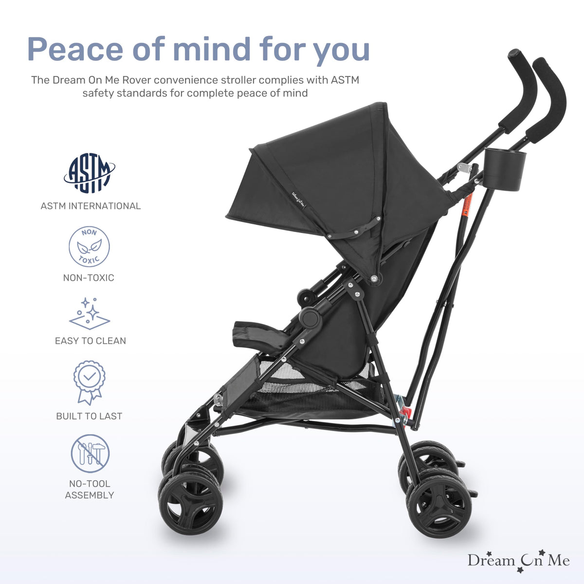 Lightweight Compact Umbrella Stroller with Cup Holder - Black M9776