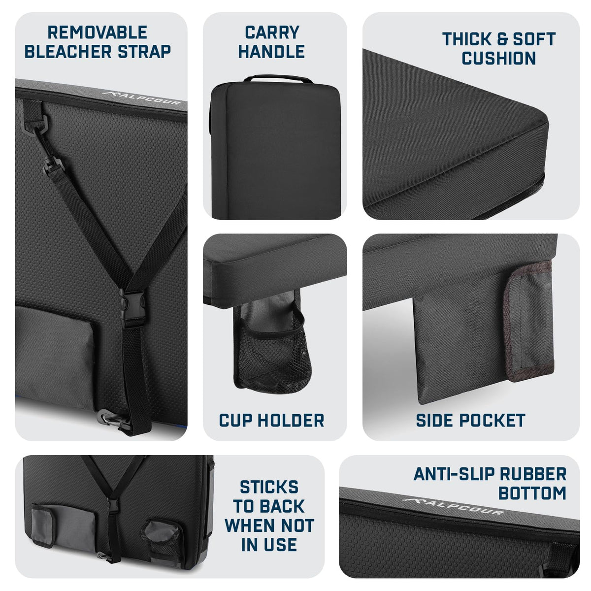 Portable Extra Thick Stadium Seat Cushion with Cup Holder A350816
