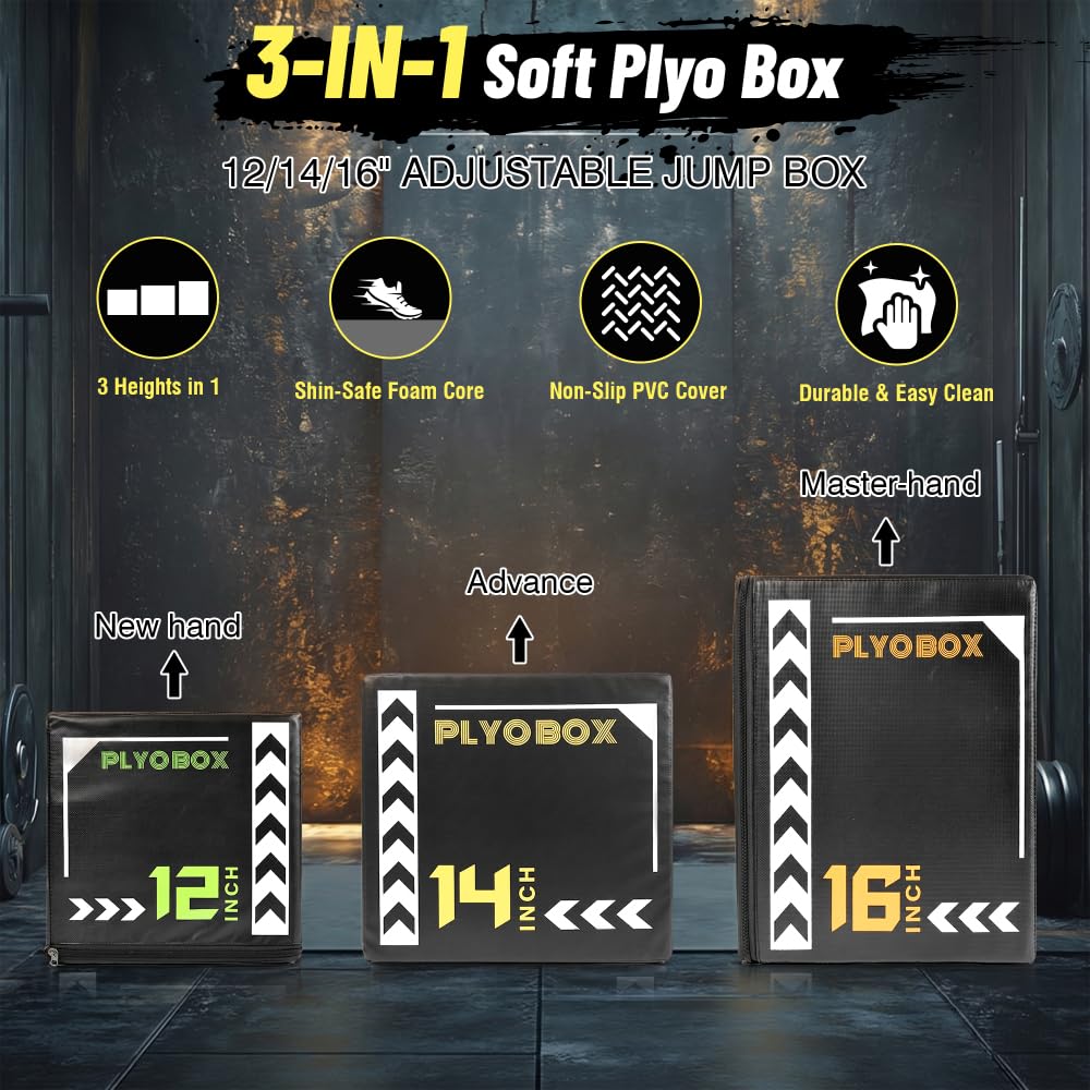 12/14/16 Inch 3-in-1 Plyometric Jump Box R4007