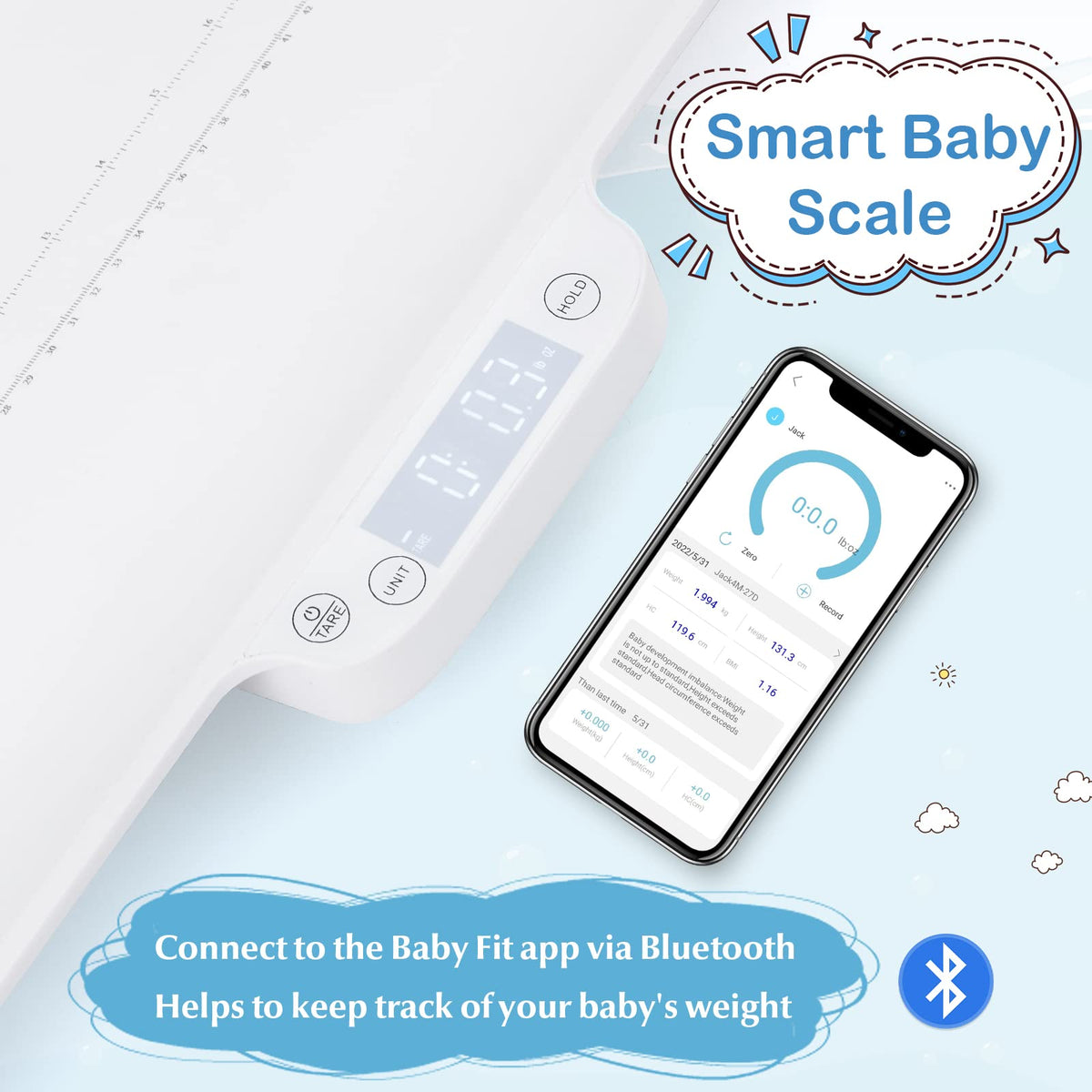 Baby Scale with Digital LED Display, 4 Weighing Modes, Curved Tray A8880