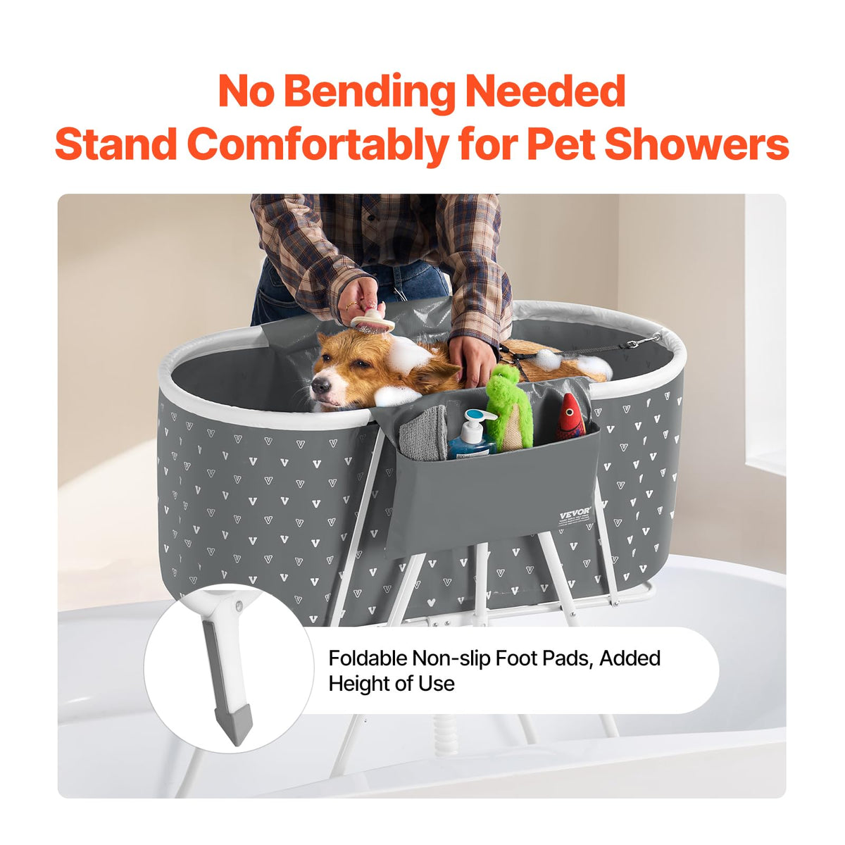 Portable Foldable Dog Bathtub with Drain W56638