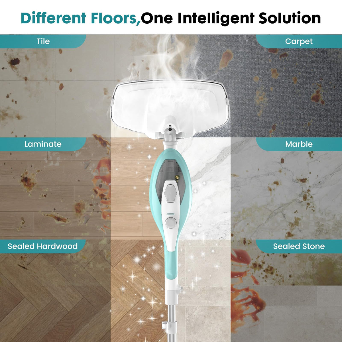 1550W Detachable Handheld Steam Mop with 2 Reusable Pads D1502