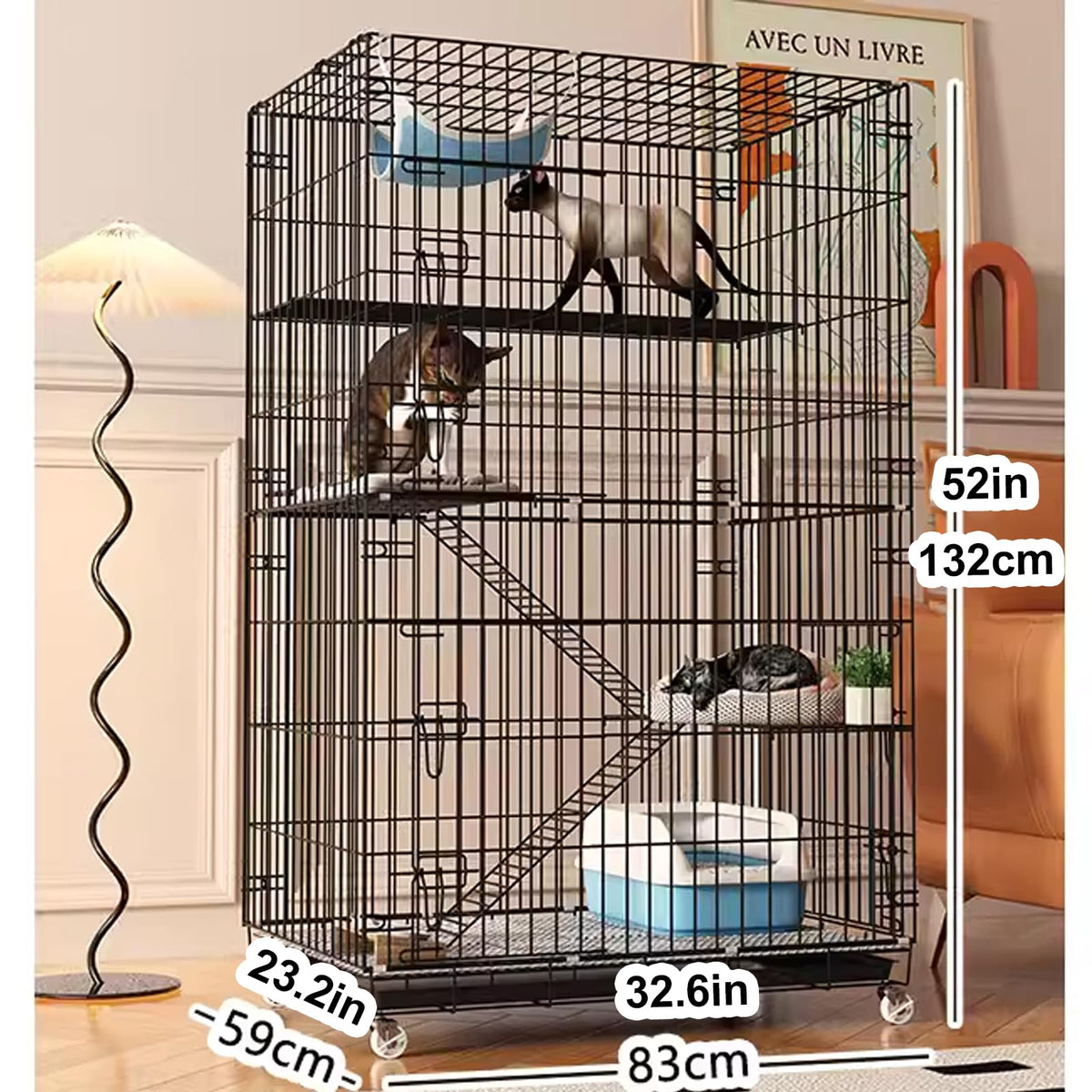 4-Tier Cat Cage with Wheels J691335