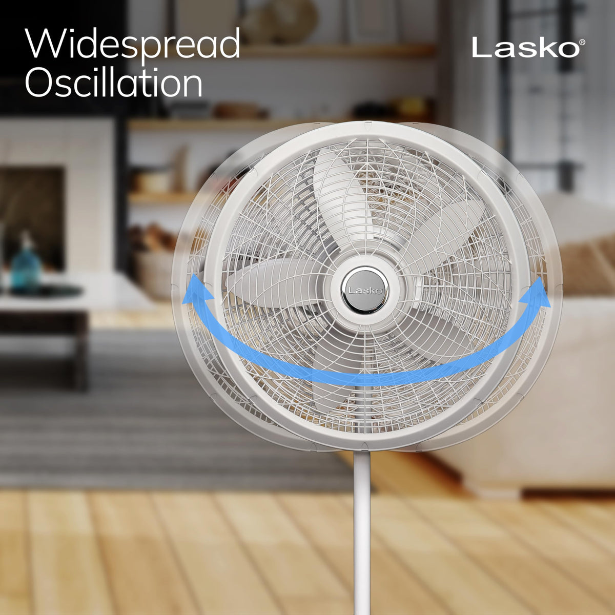 Oscillating Pedestal Fan with Adjustable Height and 3 Cooling Speeds, 18", White D377211