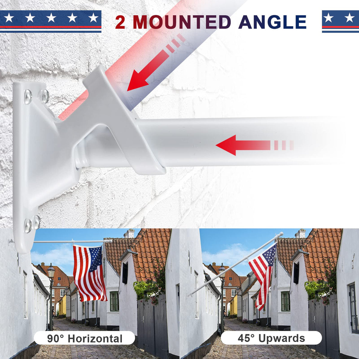5ft White Tangle Free Flag Pole with 3x5 Embroidered US Flag V425274
