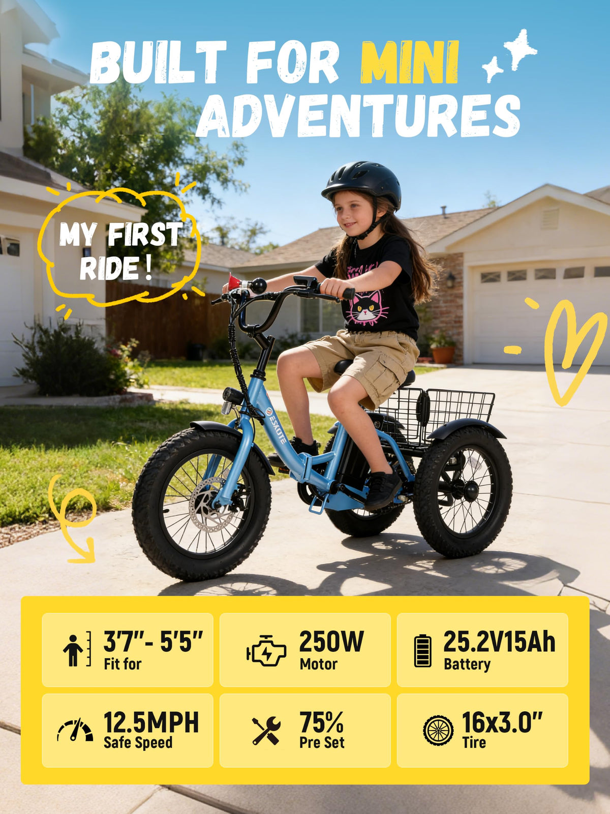 Blue Fat Tire Folding Electric Trike E131043