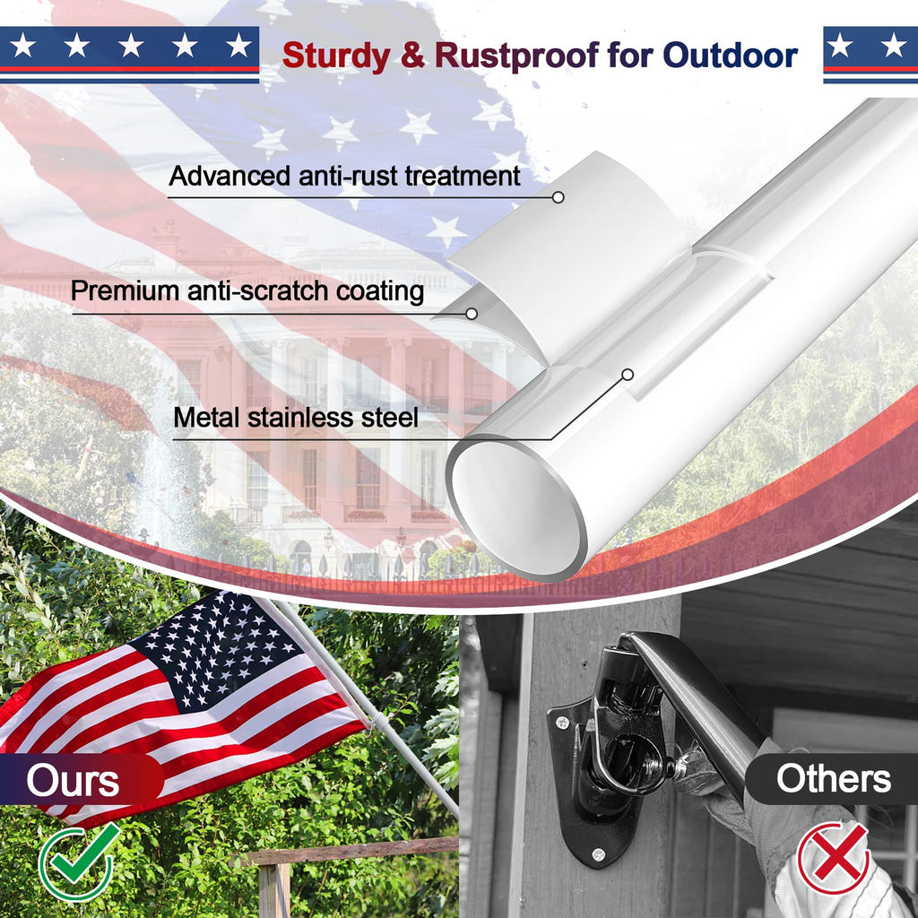 5ft White Tangle Free Flag Pole with 3x5 Embroidered US Flag V425274