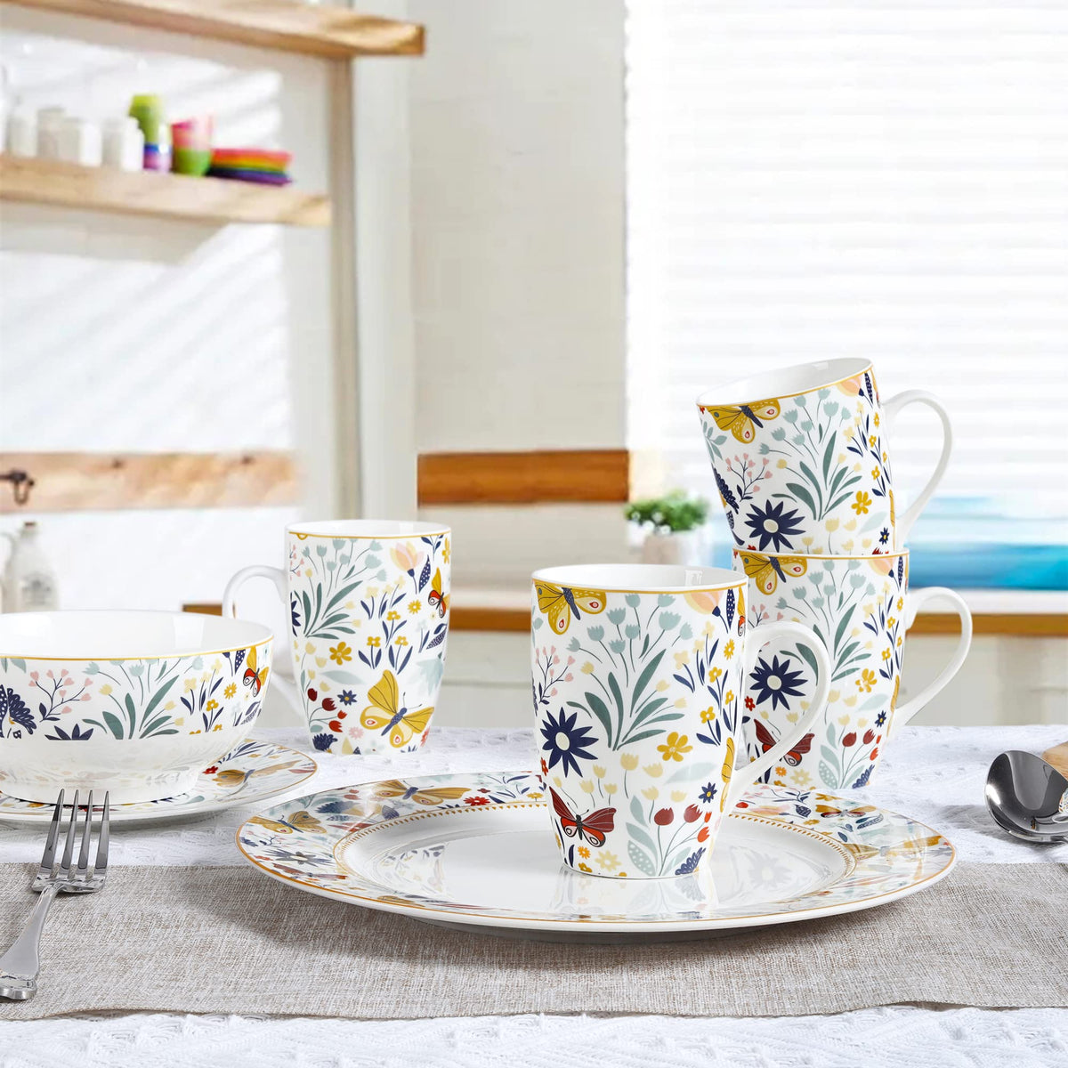 16 Piece Vintage Porcelain Dinnerware Set for 4 H7547