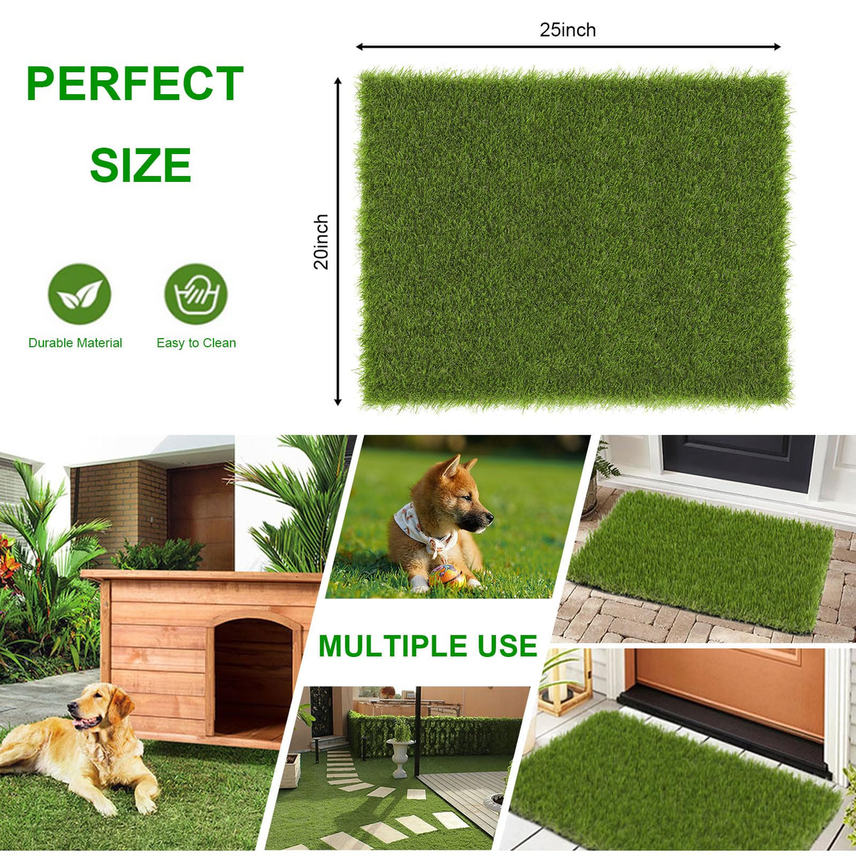 20x25 inches Artificial Grass Pad with Drainage Holes T93564